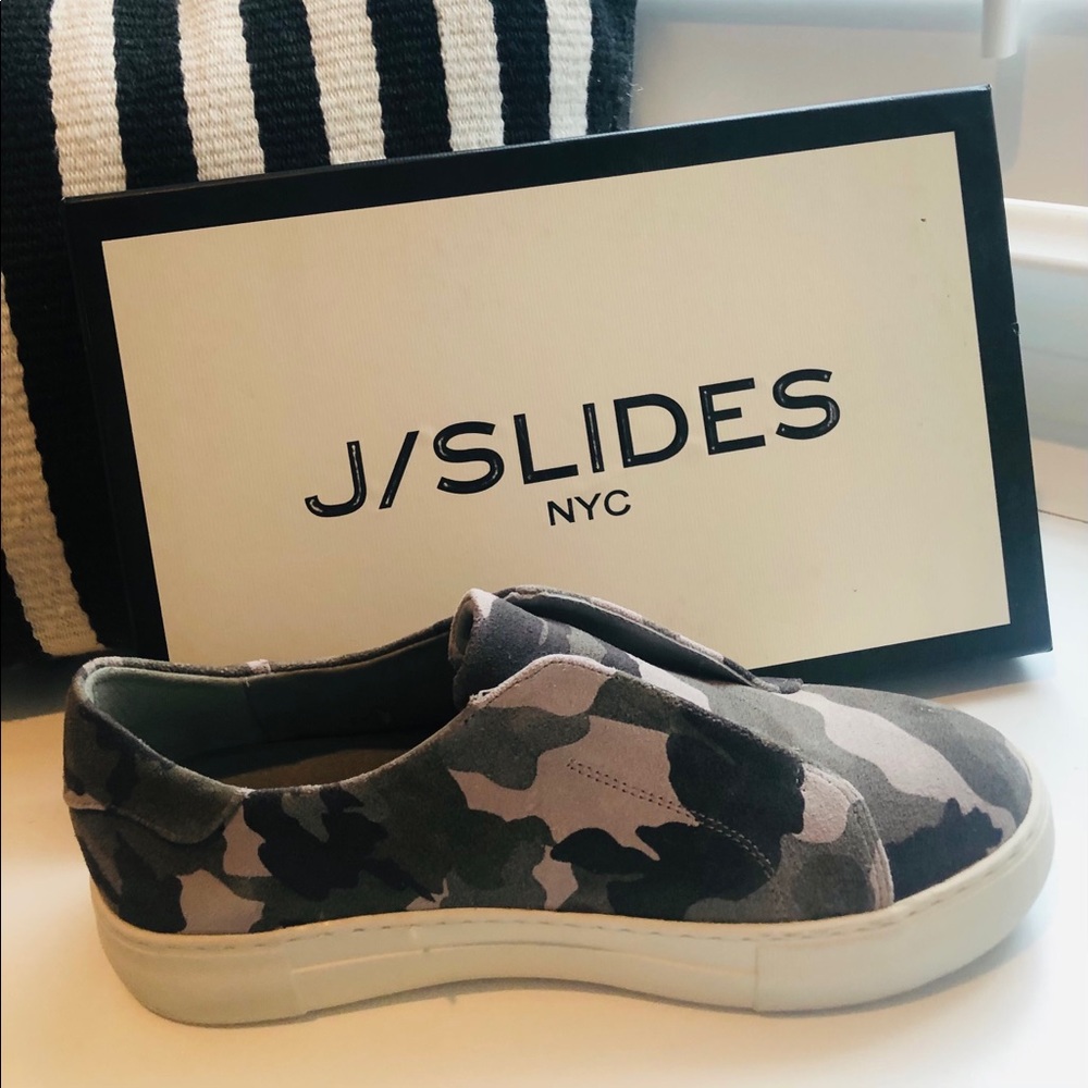 J Slides Grey Camo Alara Suede Slides - image 1